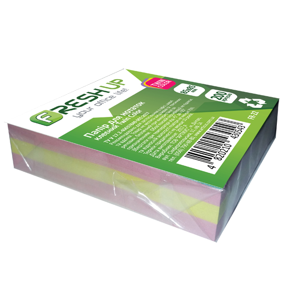 Блок паперу для нотаток 85х85мм., 200 арк., клеєний, Twin Color Fresh Up